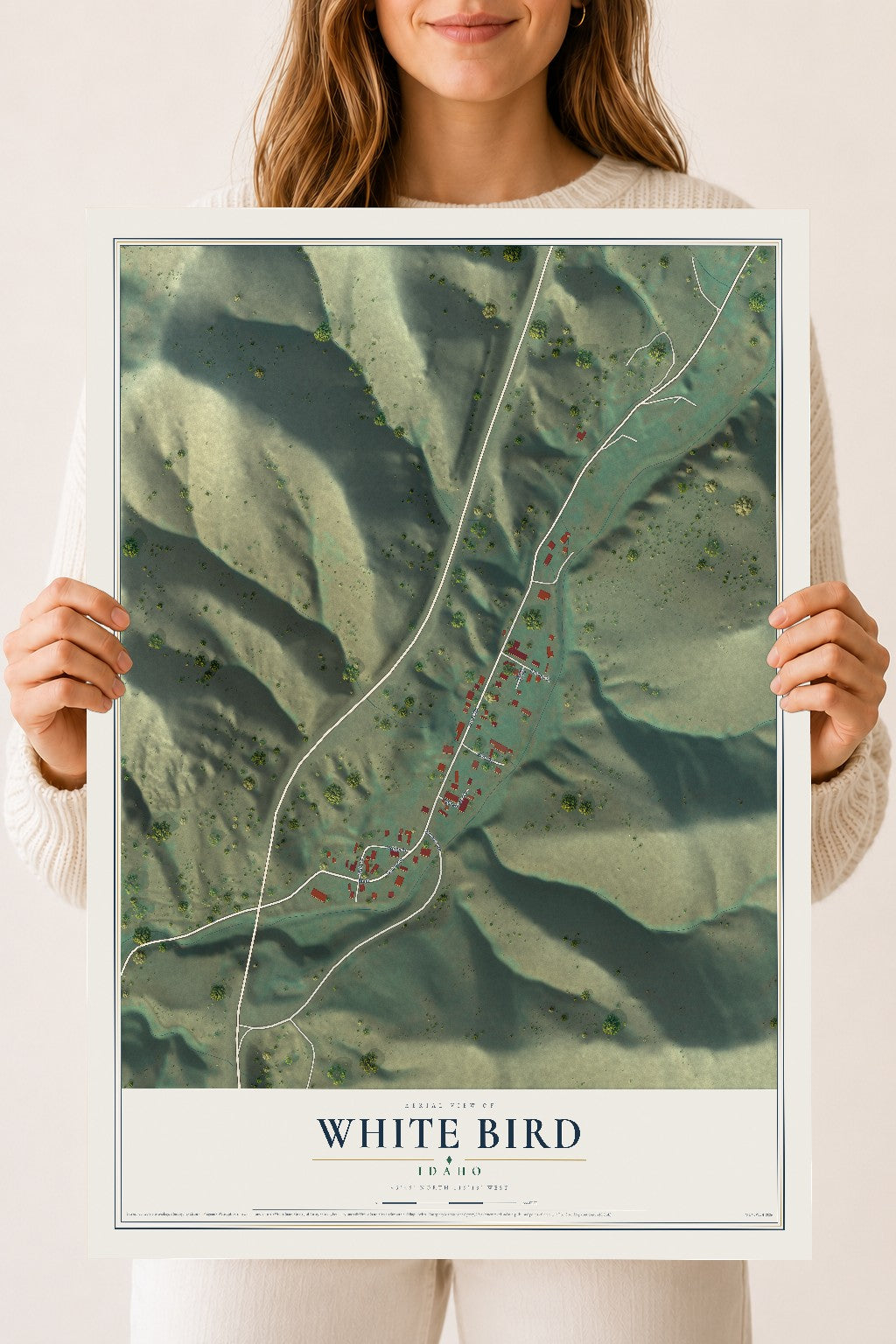 Map of White Bird, Idaho, 18 x 24 inch unframed archival matte print