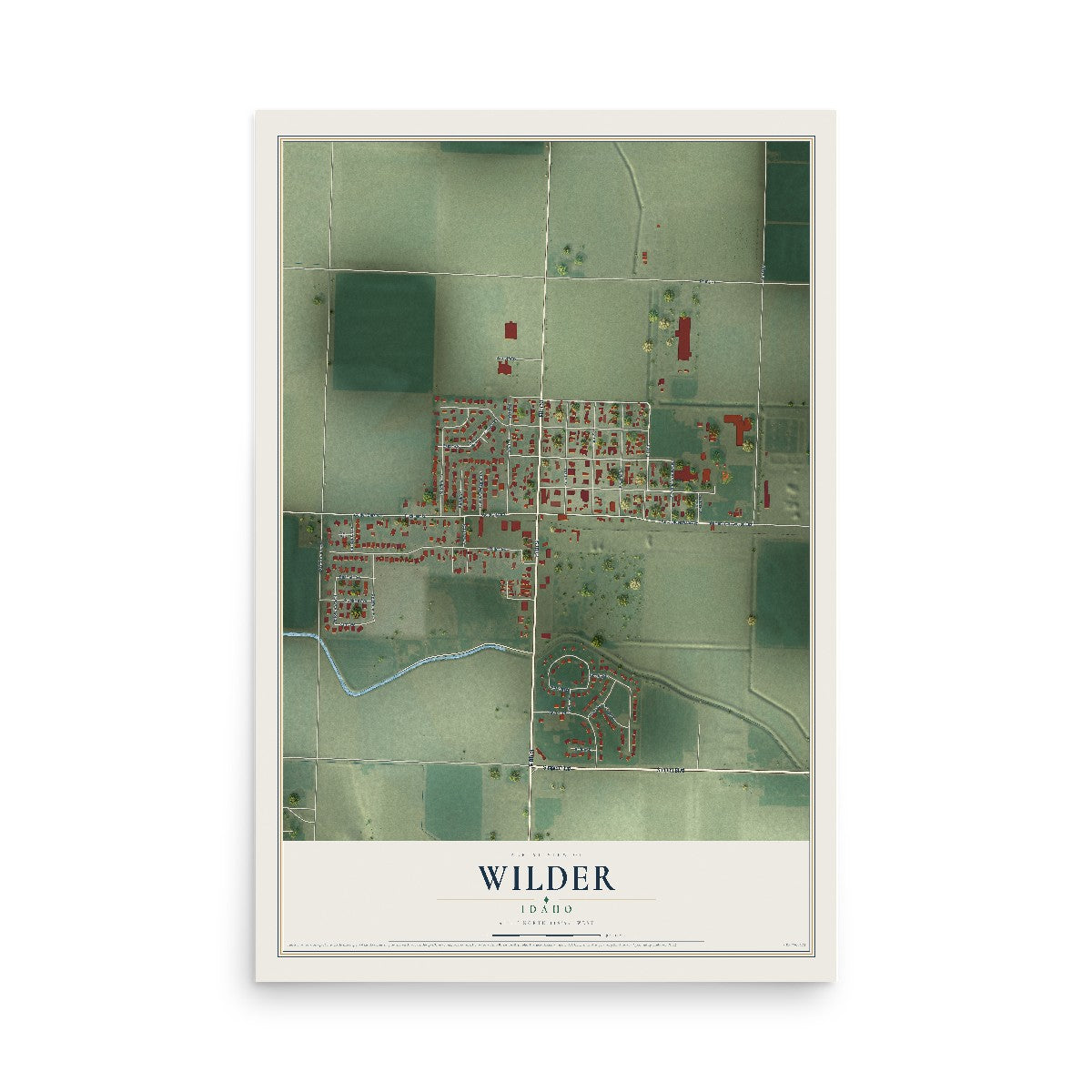 Map of Wilder, Idaho, 12 x 18 inch unframed archival matte print