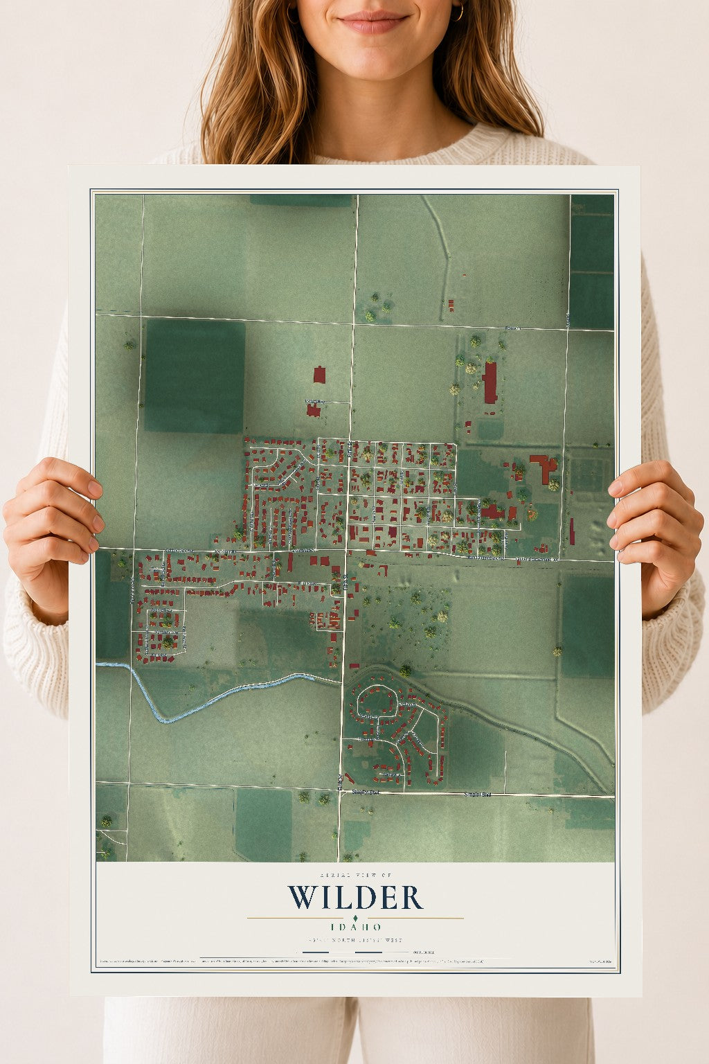 Map of Wilder, Idaho, 18 x 24 inch unframed archival matte print