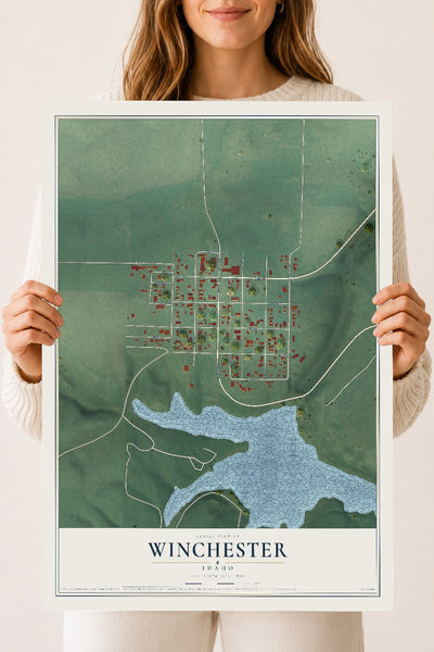 Map of Winchester, Idaho, 18 x 24 inch unframed archival matte print
