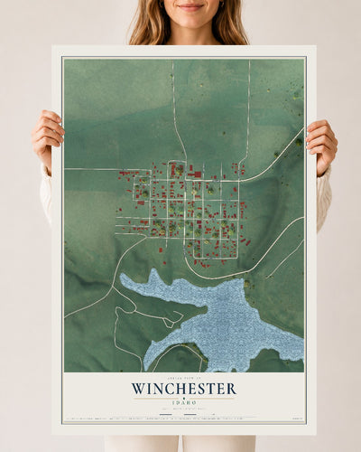 Map of Winchester, Idaho, 24 x 36 inch unframed archival matte print