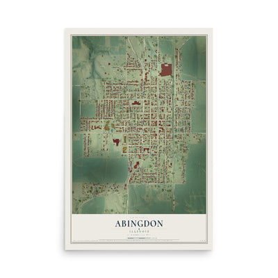 Map of Abingdon, Illinois, 12 x 18 inch unframed archival matte print