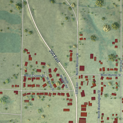 Second close-up of the map of Abingdon, Illinois print showing more streets and buildings
