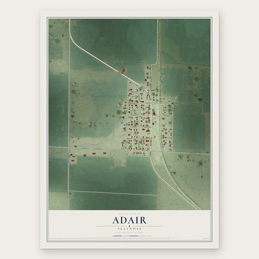 Adair, Illinois map print, the full design