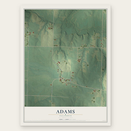Adams, Illinois map print, the full design