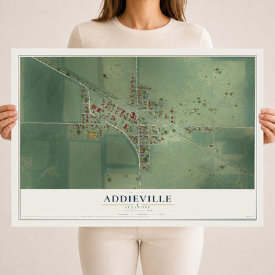 Map of Addieville, Illinois, 18 x 24 inch unframed archival matte print