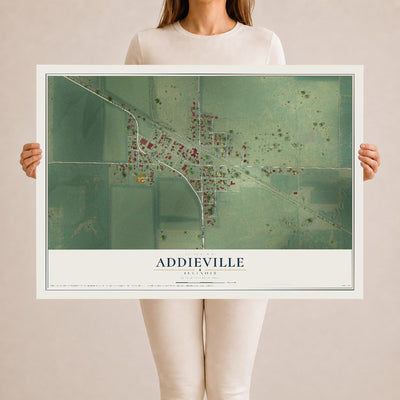 Map of Addieville, Illinois, 24 x 36 inch unframed archival matte print