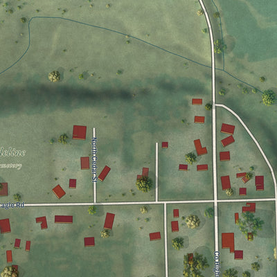Close-up of the map of Adeline, Illinois print showing street and building detail