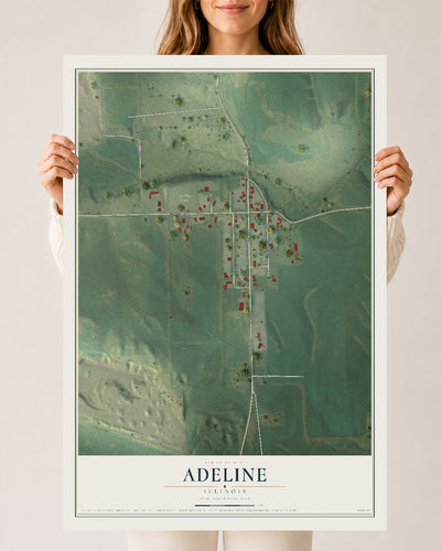 Map of Adeline, Illinois, 24 x 36 inch unframed archival matte print
