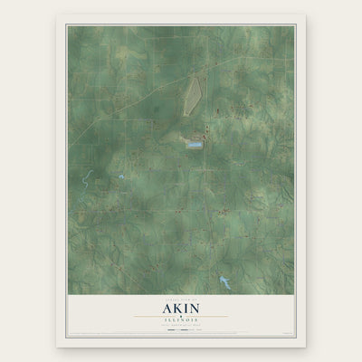 Akin, Illinois map print, the full design