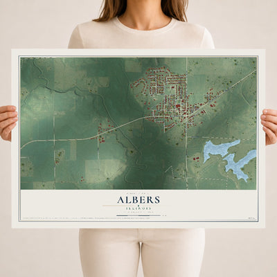 Map of Albers, Illinois, 18 x 24 inch unframed archival matte print