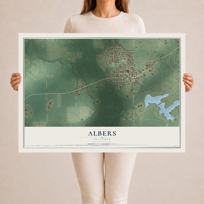 Map of Albers, Illinois, 24 x 36 inch unframed archival matte print
