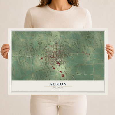 Map of Albion, Illinois, 12 x 18 inch unframed archival matte print