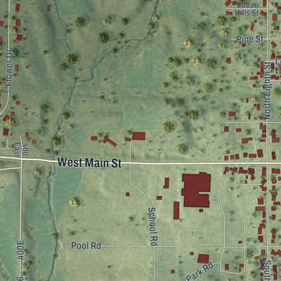 Second close-up of the map of Albion, Illinois print showing more streets and buildings