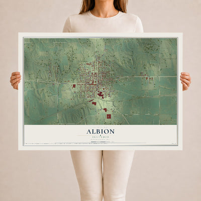 Map of Albion, Illinois, 24 x 36 inch unframed archival matte print