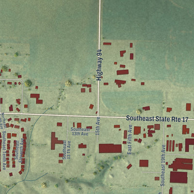 Second close-up of the map of Aledo, Illinois print showing more streets and buildings