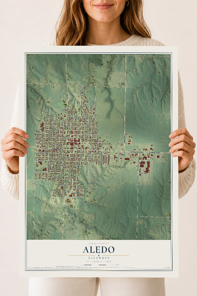 Map of Aledo, Illinois, 18 x 24 inch unframed archival matte print