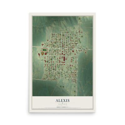 Map of Alexis, Illinois, 12 x 18 inch unframed archival matte print