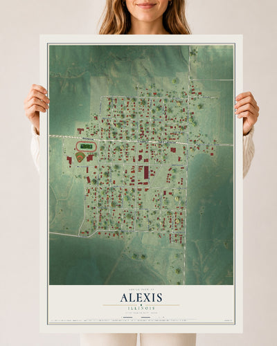 Map of Alexis, Illinois, 24 x 36 inch unframed archival matte print
