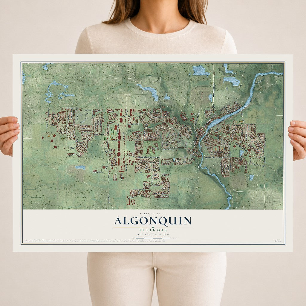 Map of Algonquin, Illinois, 18 x 24 inch unframed archival matte print