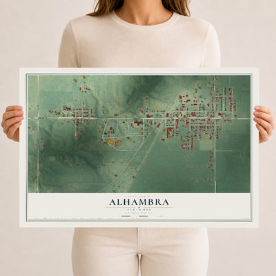 Map of Alhambra, Illinois, 12 x 18 inch unframed archival matte print