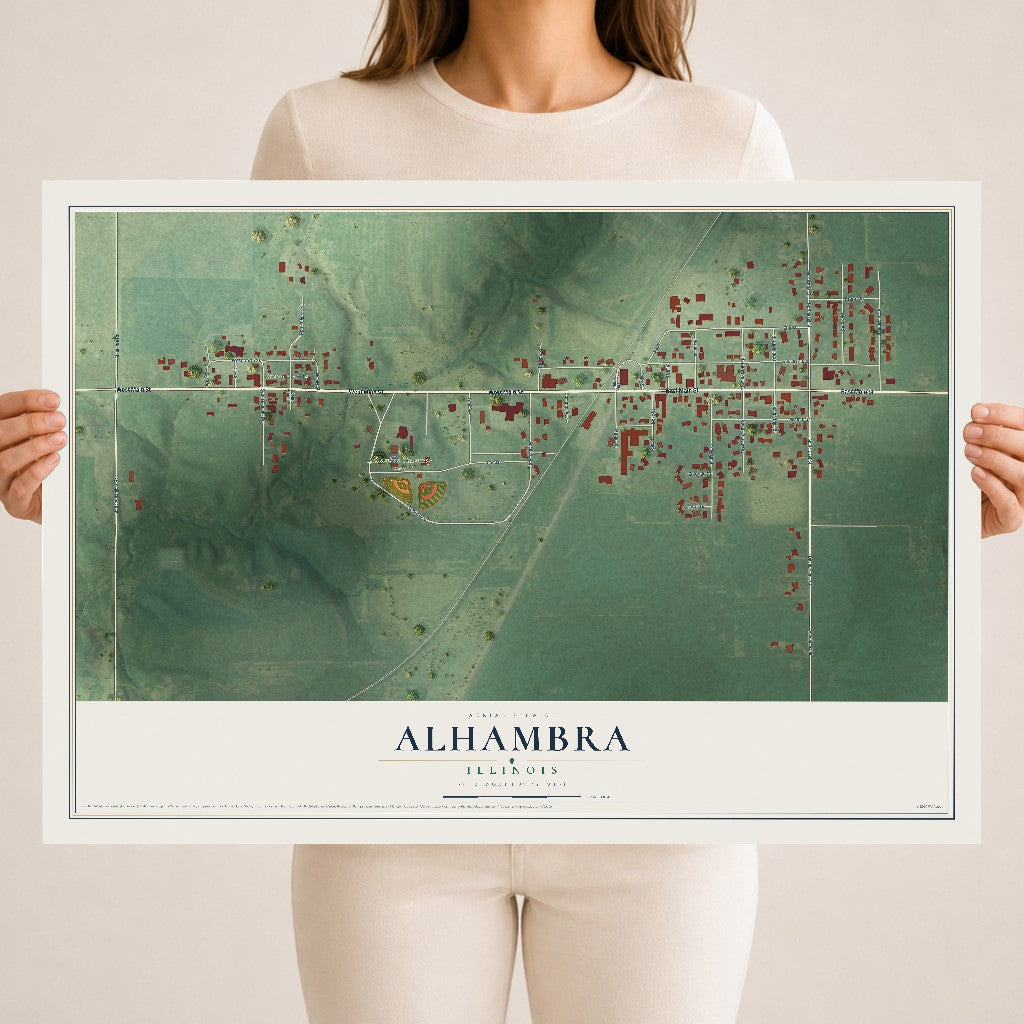 Map of Alhambra, Illinois, 18 x 24 inch unframed archival matte print