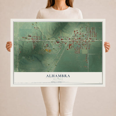 Map of Alhambra, Illinois, 24 x 36 inch unframed archival matte print