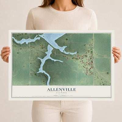 Map of Allenville, Illinois, 12 x 18 inch unframed archival matte print