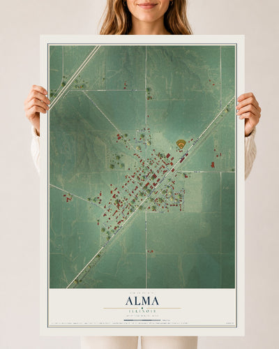 Map of Alma, Illinois, 24 x 36 inch unframed archival matte print