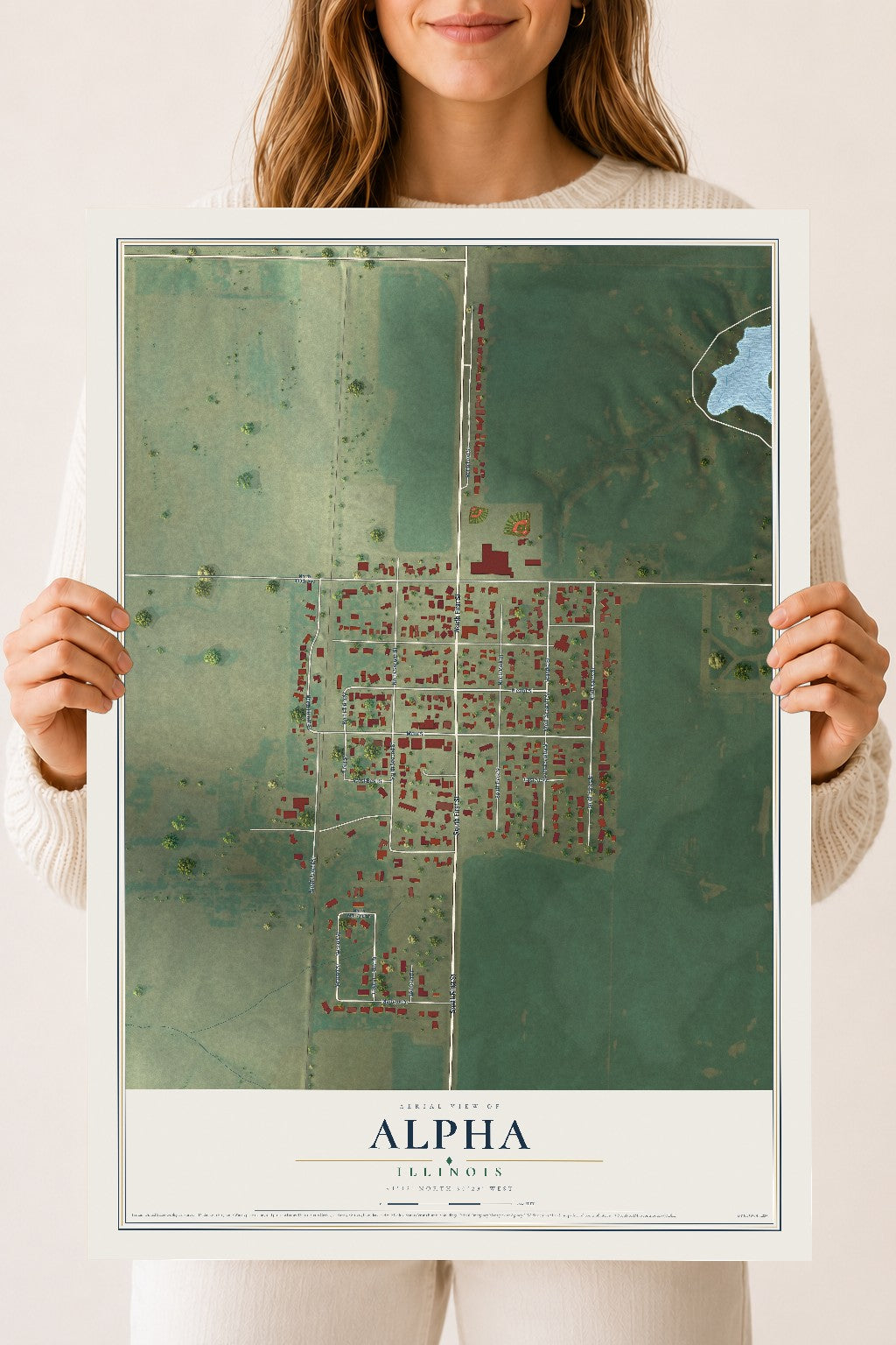 Map of Alpha, Illinois, 18 x 24 inch unframed archival matte print
