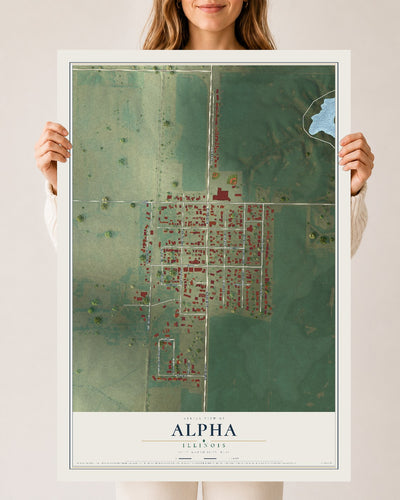 Map of Alpha, Illinois, 24 x 36 inch unframed archival matte print