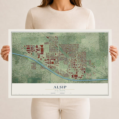 Map of Alsip, Illinois, 12 x 18 inch unframed archival matte print