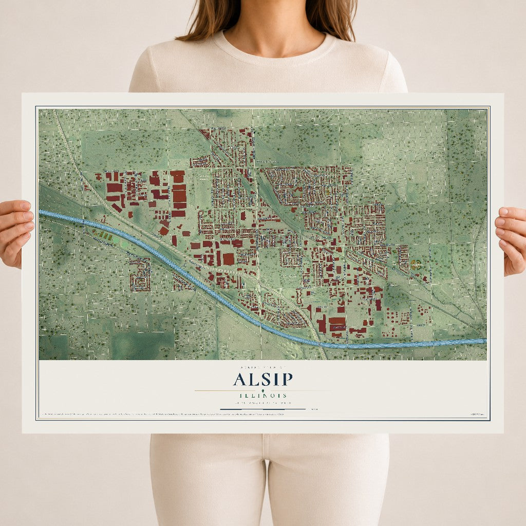 Map of Alsip, Illinois, 18 x 24 inch unframed archival matte print