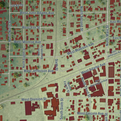 Close-up of the map of Altamont, Illinois print showing street and building detail