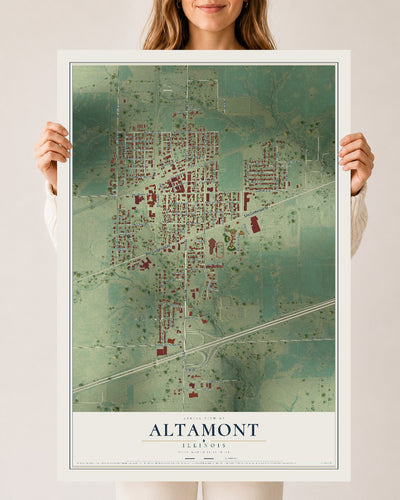 Map of Altamont, Illinois, 24 x 36 inch unframed archival matte print