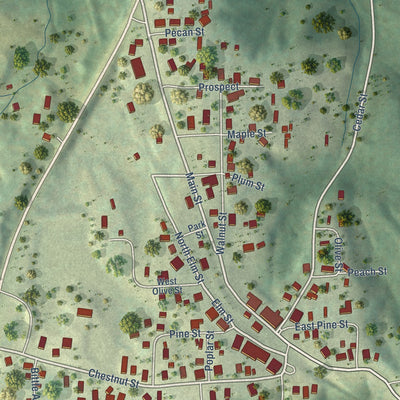 Close-up of the map of Alto Pass, Illinois print showing street and building detail