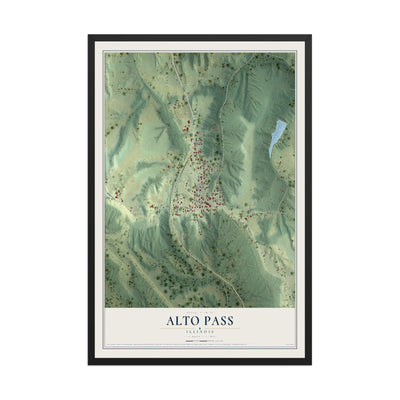 Map of Alto Pass, Illinois, 12 x 18 inch print in a black wood frame