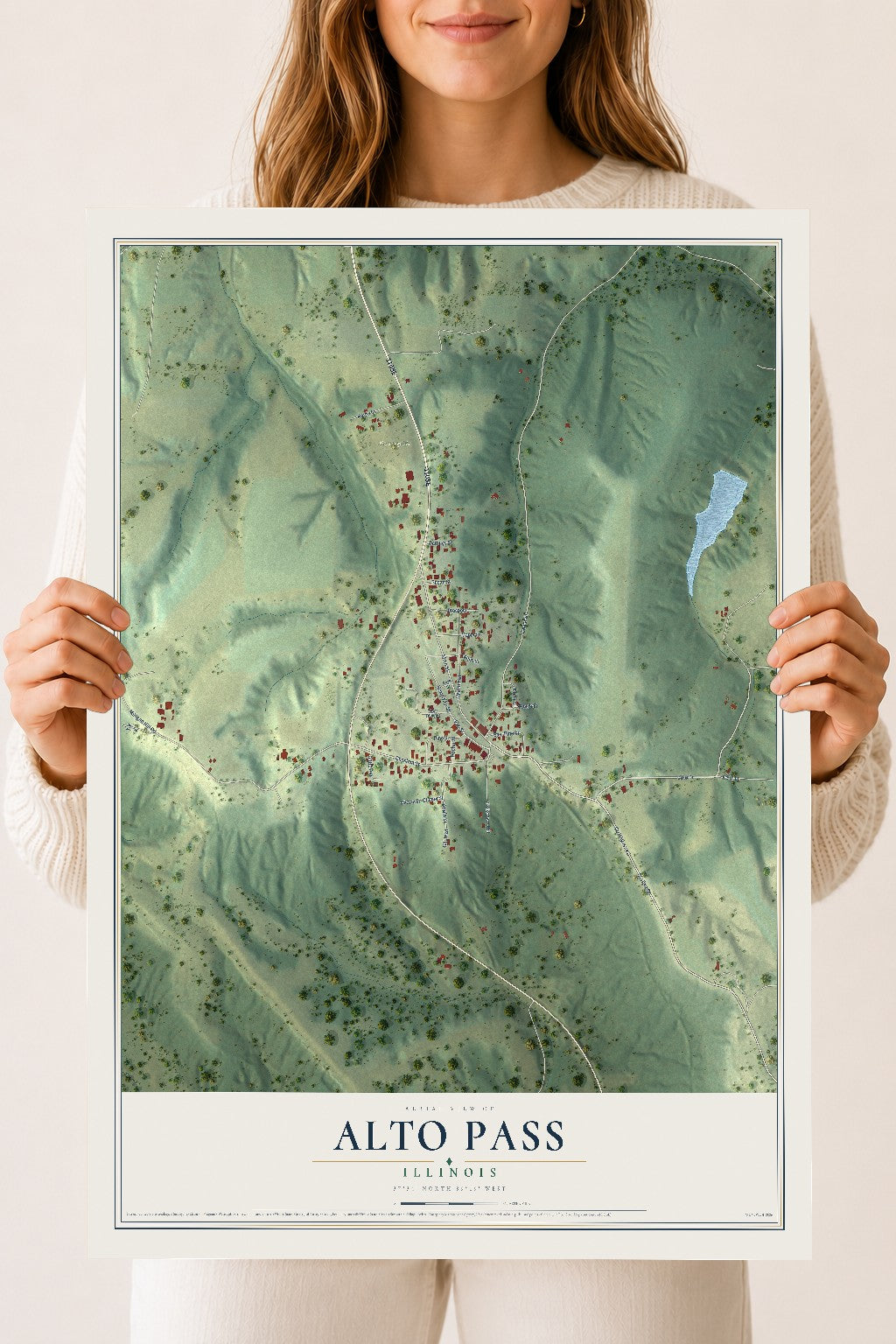 Map of Alto Pass, Illinois, 18 x 24 inch unframed archival matte print