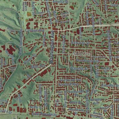 Second close-up of the map of Alton, Illinois print showing more streets and buildings
