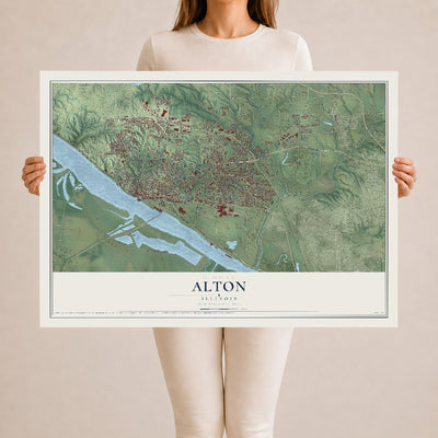 Map of Alton, Illinois, 24 x 36 inch unframed archival matte print