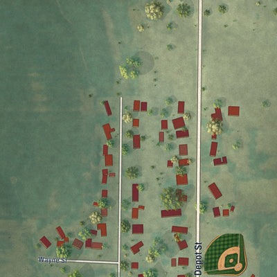 Second close-up of the map of Altona, Illinois print showing more streets and buildings