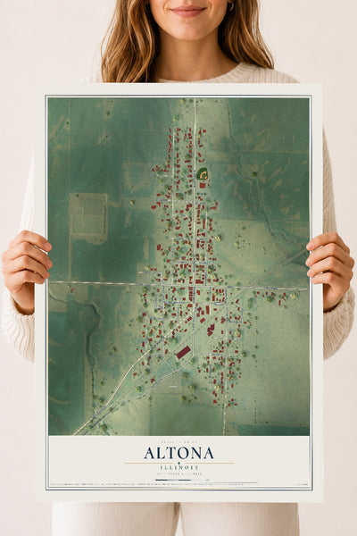 Map of Altona, Illinois, 18 x 24 inch unframed archival matte print