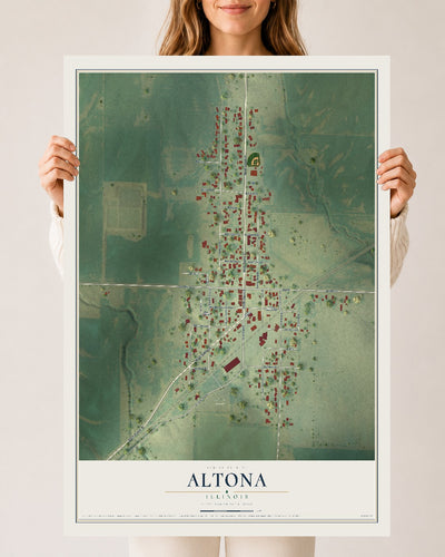 Map of Altona, Illinois, 24 x 36 inch unframed archival matte print