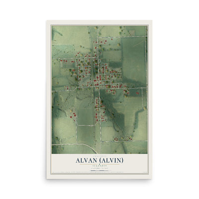 Map of Alvan (Alvin), Illinois, 12 x 18 inch unframed archival matte print
