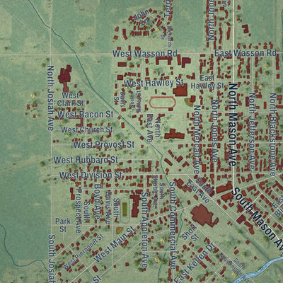 Close-up of the map of Amboy, Illinois print showing street and building detail