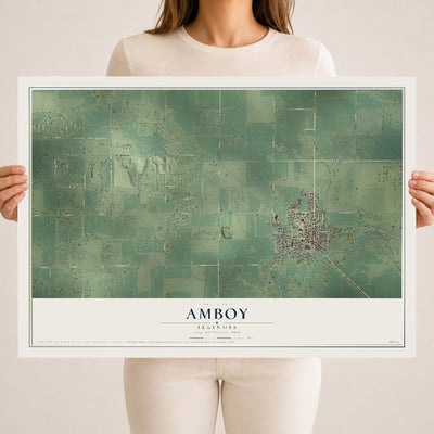 Map of Amboy, Illinois, 18 x 24 inch unframed archival matte print