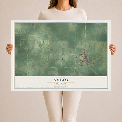Map of Amboy, Illinois, 24 x 36 inch unframed archival matte print