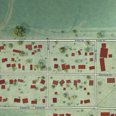 Close-up of the map of Anchor, Illinois print showing street and building detail