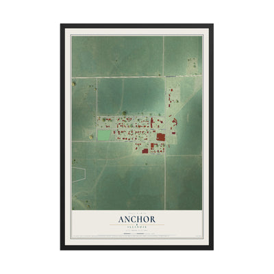 Map of Anchor, Illinois, 12 x 18 inch print in a black wood frame