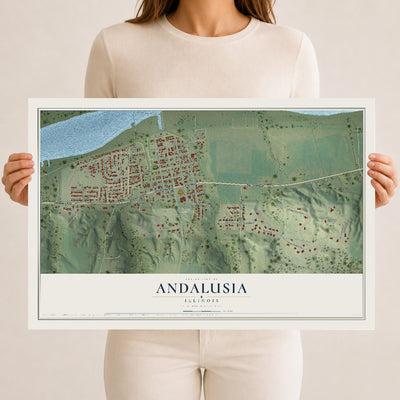 Map of Andalusia, Illinois, 12 x 18 inch unframed archival matte print